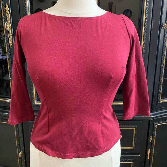 Laura Byrnes Sabrina Top in Wine Pinup Couture XL - Picture 4 of 4